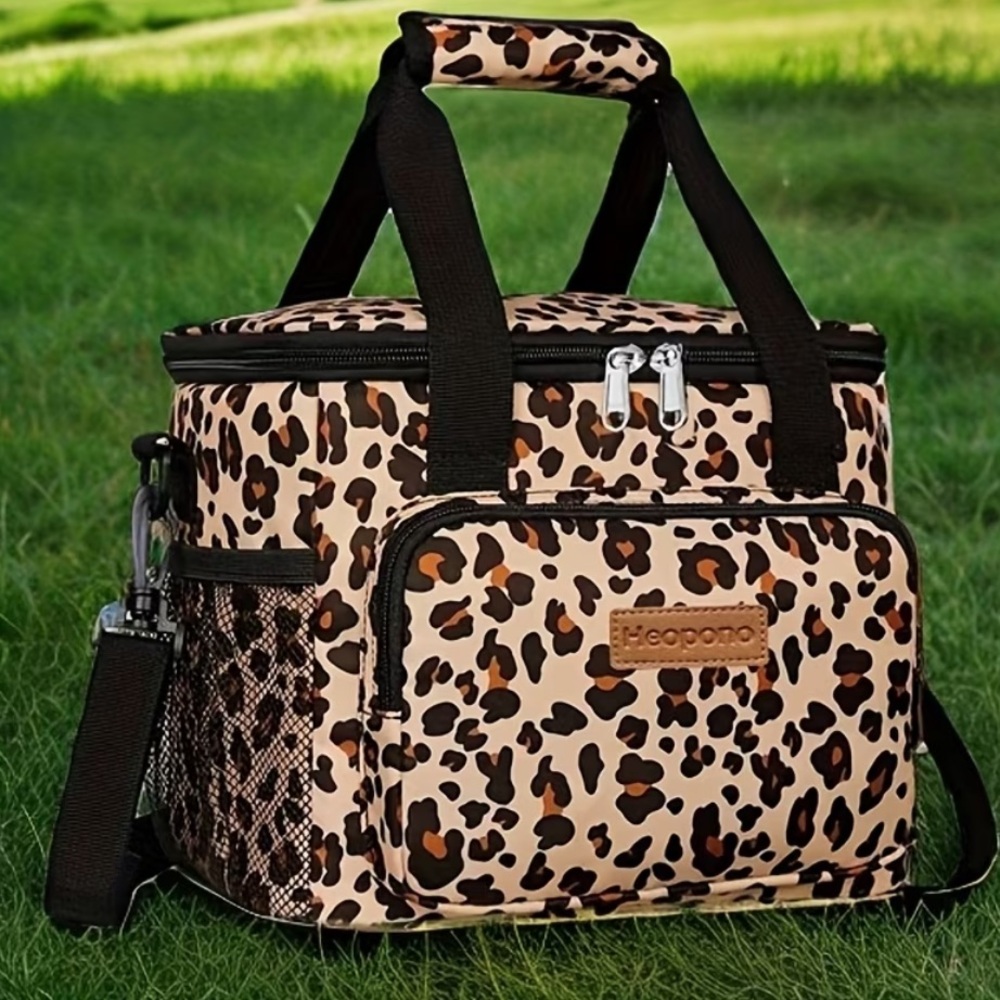 Leopard Print Insulated Cooler Bag 15 Liter Large Capacity Multi-Pocket NWT - Picture 2 of 3